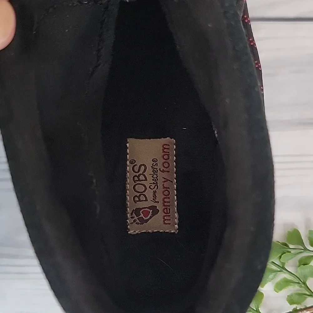 Bobs By Skechers Black Suede Ankle Boots with Multicolor Knit Accents Size 6 - Picture 6 of 9